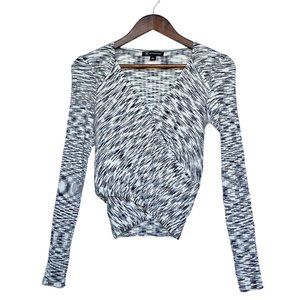 NWT INC International Concepts Long Sleeve Wrap Space Dye Indigo Top Size Large
